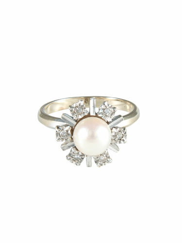 Bague 49 Bague Marguerite Perle et Diamants 58 Facettes