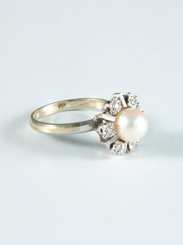Bague 49 Bague Marguerite Perle et Diamants 58 Facettes