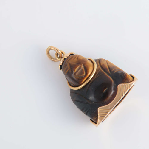 Pendentif Pendentif Bouddha rieur Oeil de tigre 58 Facettes 1