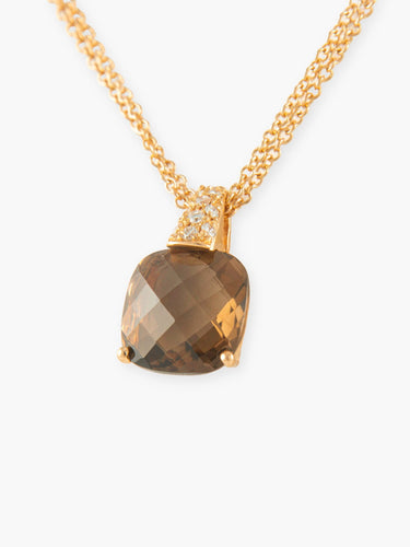 Collier COLLIER PENDENTIF OR & QUARTZ FUME 58 Facettes 130014