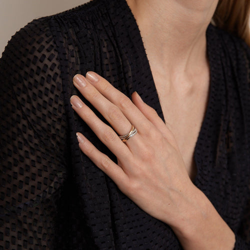 Bague 51 Bague 4 liens croisés Diamants 58 Facettes DV0083-6