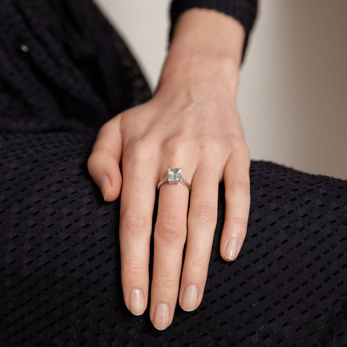 Bague 49 Bague Aigue-marine diamants trapèze 58 Facettes DV0112-2