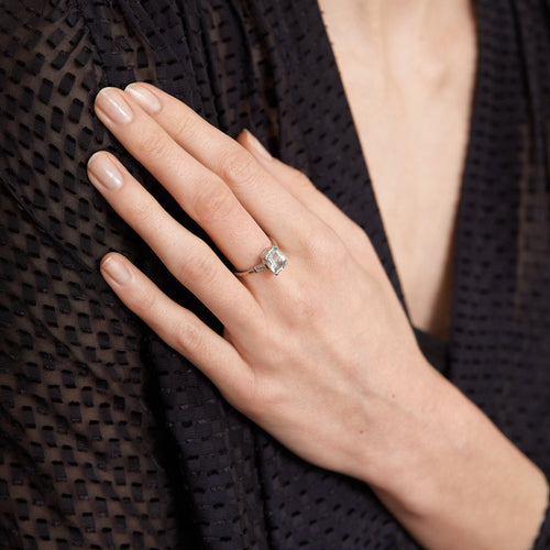 Bague 49 Bague Aigue-marine diamants trapèze 58 Facettes DV0112-2