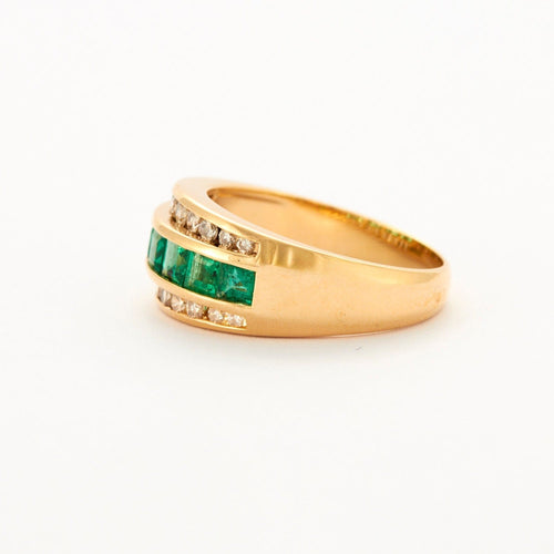 Bague 54 Bague Bandeau Émeraudes et Diamants 58 Facettes DV0412-3