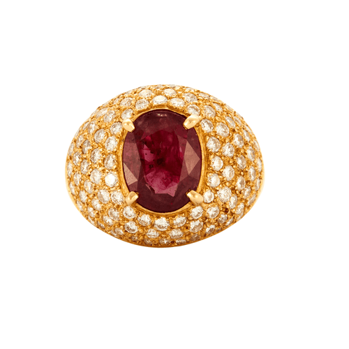 Bague 53 Bague Boule Rubis et Diamants 58 Facettes DV0385-1