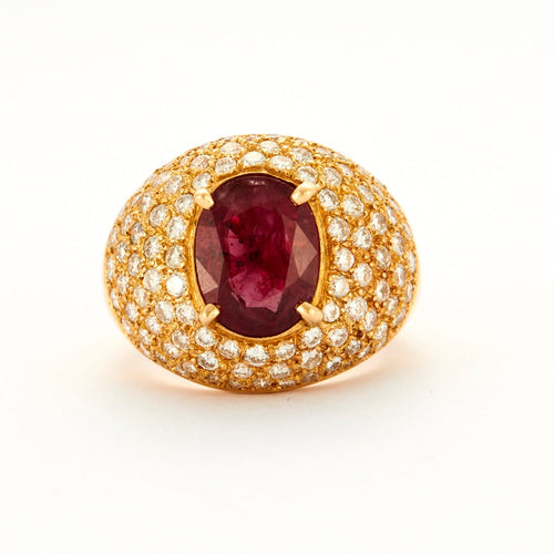 Bague 53 Bague Boule Rubis et Diamants 58 Facettes DV0385-1
