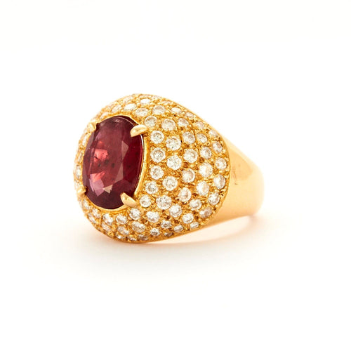 Bague 53 Bague Boule Rubis et Diamants 58 Facettes DV0385-1
