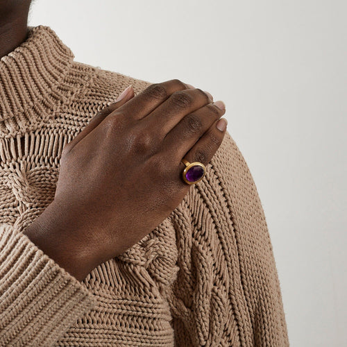 Bague 55 Bague Cabochon Améthyste Or Jaune 58 Facettes DV0451-1