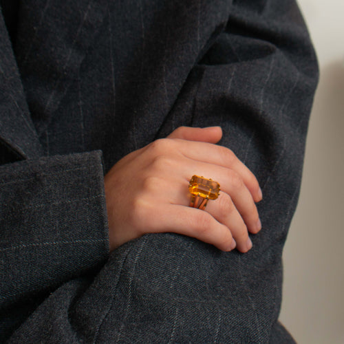 Bague 50 Bague Citrine rectangulaire 58 Facettes DV0165-1