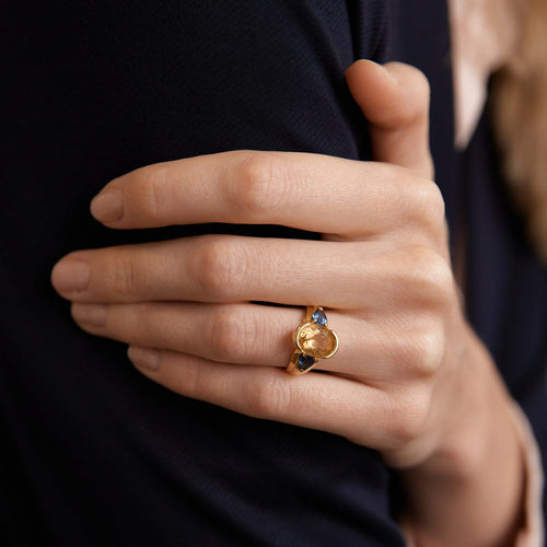 Bague 50 Bague Citrine Saphirs 58 Facettes DV0028-2