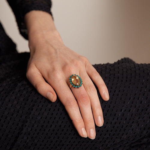 Bague 49.5 Bague Citrine Turquoises 58 Facettes DV0122-3