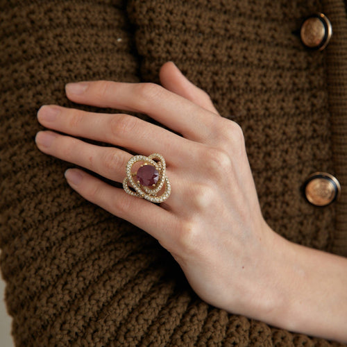 Bague 49 Bague Cocktail Rubis Diamants 58 Facettes DV0002-1