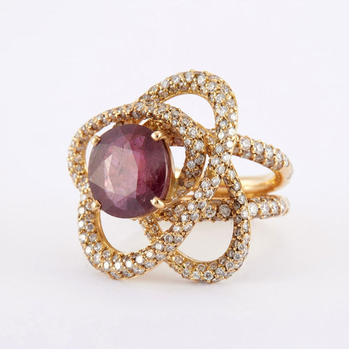 Bague 49 Bague Cocktail Rubis Diamants 58 Facettes DV0002-1