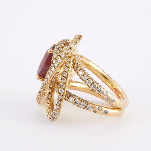 Bague 49 Bague Cocktail Rubis Diamants 58 Facettes DV0002-1