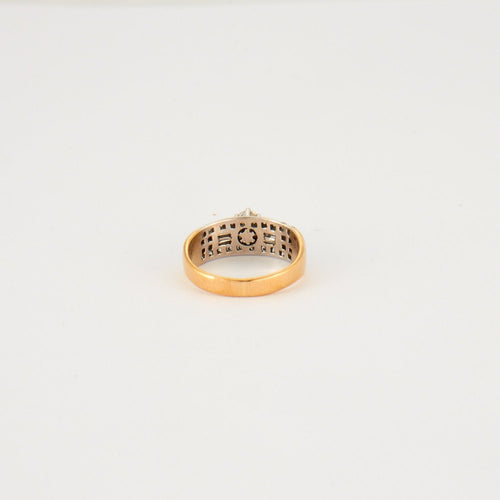 Bague 850 Bague diamants en or jaune et or gris 58 Facettes DV0279-1