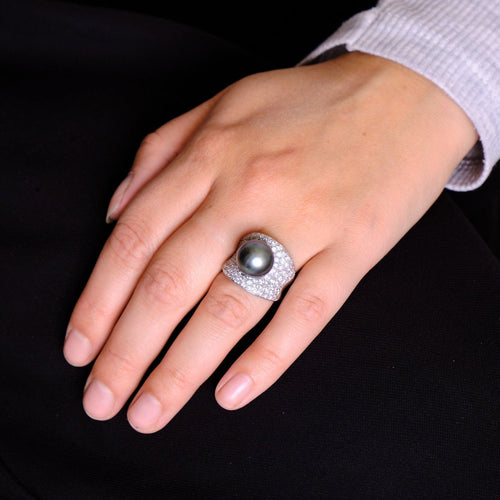 Bague 51 Bague diamants perle de Tahiti 58 Facettes DV0289-1