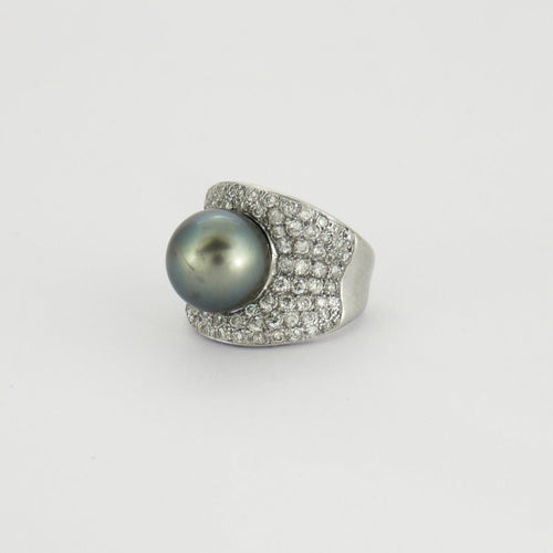 Bague 51 Bague diamants perle de Tahiti 58 Facettes DV0289-1