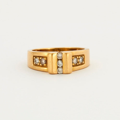 Bague 56 Bague en or jaune centrée de trois diamants 58 Facettes DV0007-5