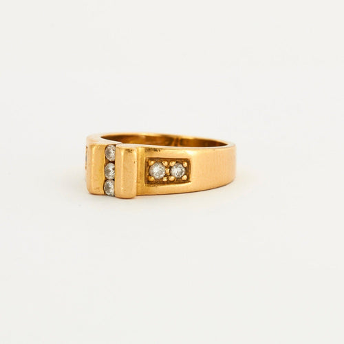 Bague 56 Bague en or jaune centrée de trois diamants 58 Facettes DV0007-5