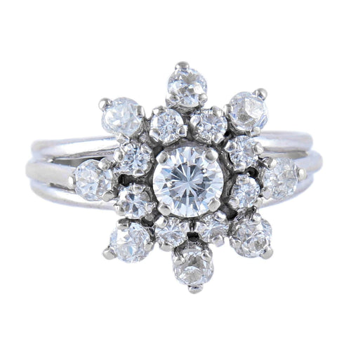 Bague 52 Bague Fleur en or blanc, Diamants 58 Facettes DV0032-16