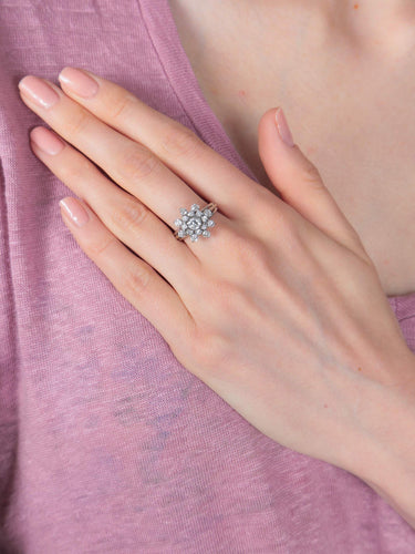 Bague 52 Bague Fleur en or blanc, Diamants 58 Facettes DV0032-16