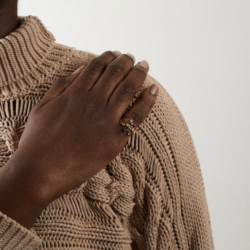 Bague 55 Bague Godrons Péridots, Aigue-Marines, Améthystes et Citrines 58 Facettes DV0440-1