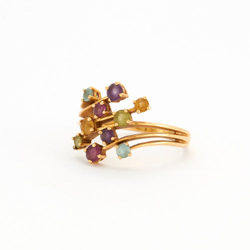 Bague 55 Bague Godrons Péridots, Aigue-Marines, Améthystes et Citrines 58 Facettes DV0440-1