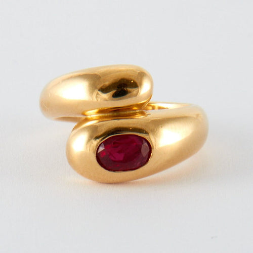 Bague 49 Bague jonc or et rubis ovale 58 Facettes DV0239-1