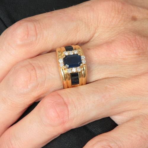 Bague 57 Bague Large Anneau, Saphirs, Diamants 58 Facettes DV0032-10