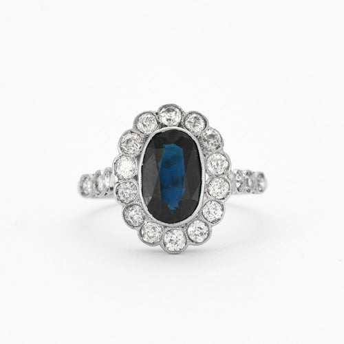 Bague 57 Bague Marguerite Platine Saphir Diamants 58 Facettes DV0377-2