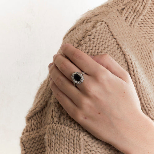 Bague 57 Bague Marguerite Platine Saphir Diamants 58 Facettes DV0377-2