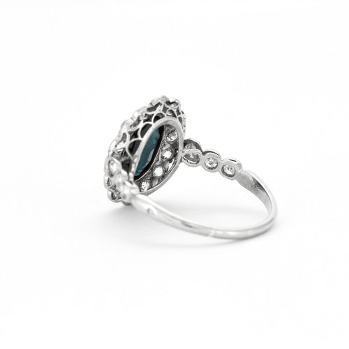 Bague 57 Bague Marguerite Platine Saphir Diamants 58 Facettes DV0377-2