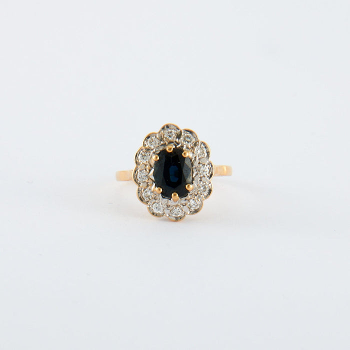 Bague 53 Bague Marguerite Saphir et Diamants 58 Facettes DV0212-1