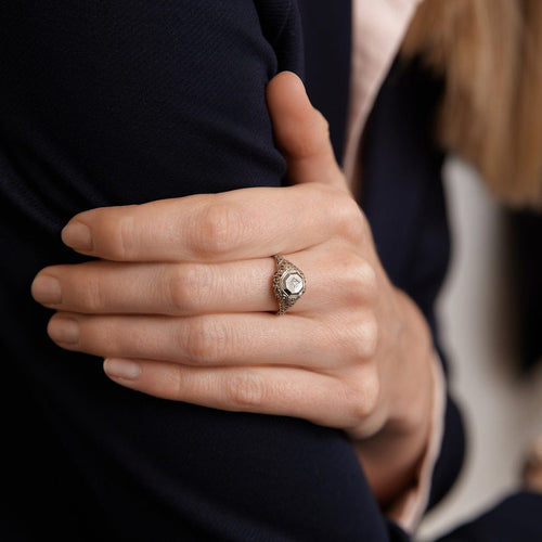 Bague 52 Bague Or gris Pierre blanche 58 Facettes DV0030-2