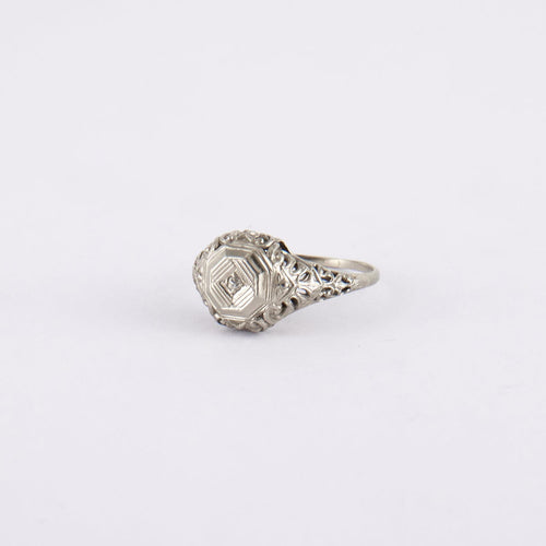 Bague 52 Bague Or gris Pierre blanche 58 Facettes DV0030-2