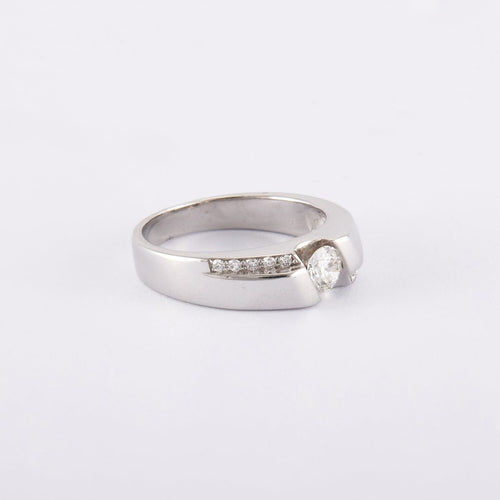 Bague 52 / Blanc/Gris / Or 750 Bague Solitaire Diamant 0.27 carat 58 Facettes 210038R