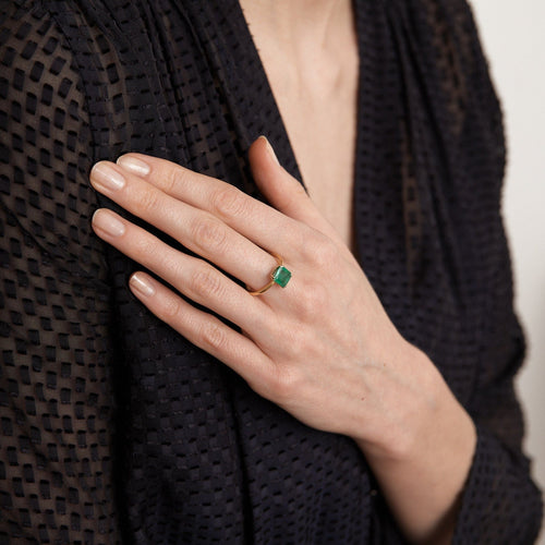 Bague 57 Bague Or jaune Emeraude 58 Facettes DV0117-1