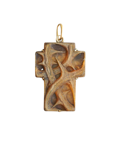 Pendentif Pendentif croix Art Nouveau en or et corne 58 Facettes