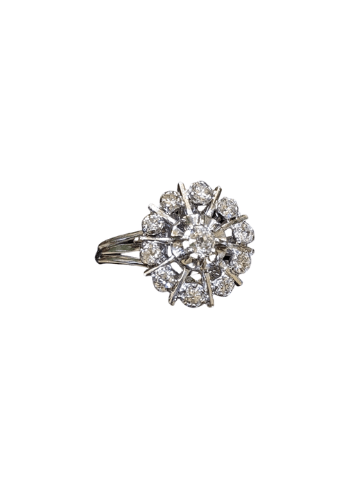 Bague Bague marguerite en or blanc et diamants 58 Facettes