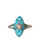 Bague marquise ancienne étoile, or rose, turquoises et perle 58 Facettes