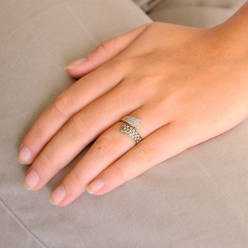 Bague 52 Bague or jaune pavage diamants 58 Facettes DV0258-1