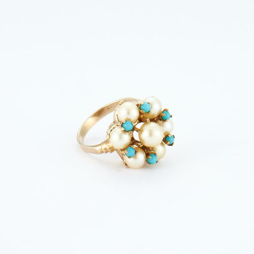 Bague 54 Bague Perles Turquoises 58 Facettes DV0099-1