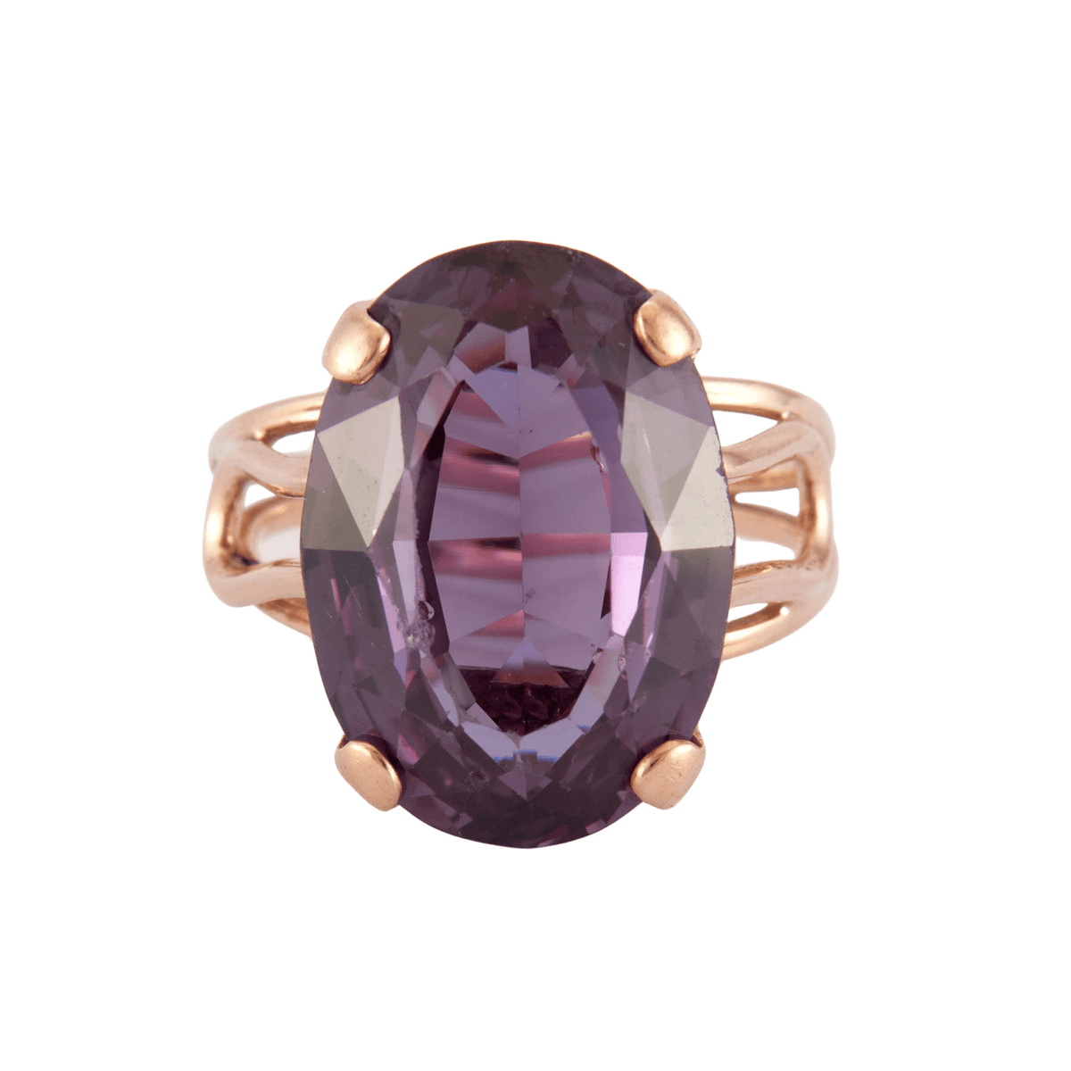 Bague Ancienne En Or 14 Carats Avec Pierre Alexandrite Simulée - Taille 6.75, Couleur Changeante