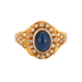 Ring 57 Sapphire Cabochon Diamond Ring Yellow Gold and White Gold 58 Facettes DV0302-1