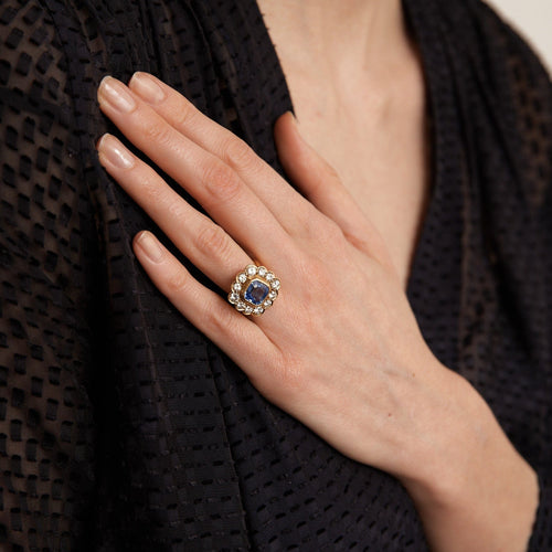 Bague 49 Bague Saphir Ceylan non chauffé Diamants 58 Facettes DV0122-1