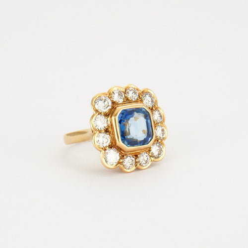 Bague 49 Bague Saphir Ceylan non chauffé Diamants 58 Facettes DV0122-1