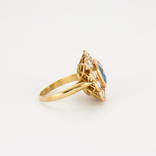 Bague 49 Bague Saphir Ceylan non chauffé Diamants 58 Facettes DV0122-1