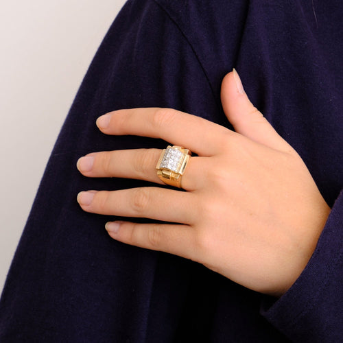 Bague 54 Bague Tank 2 ors Diamants 58 Facettes DV0242-1