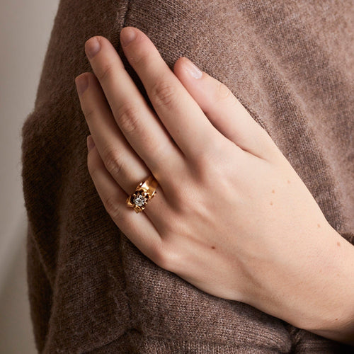 Bague 50 Bague Tank or jaune et diamant 58 Facettes DV0366-1