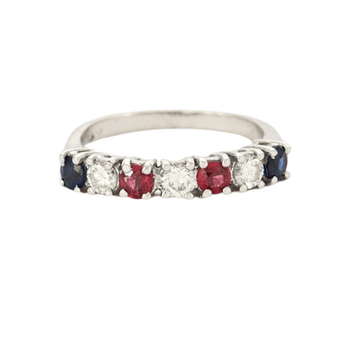 Bague 53 Bague Jarretière Saphirs Diamants Rubis 58 Facettes EL2-132